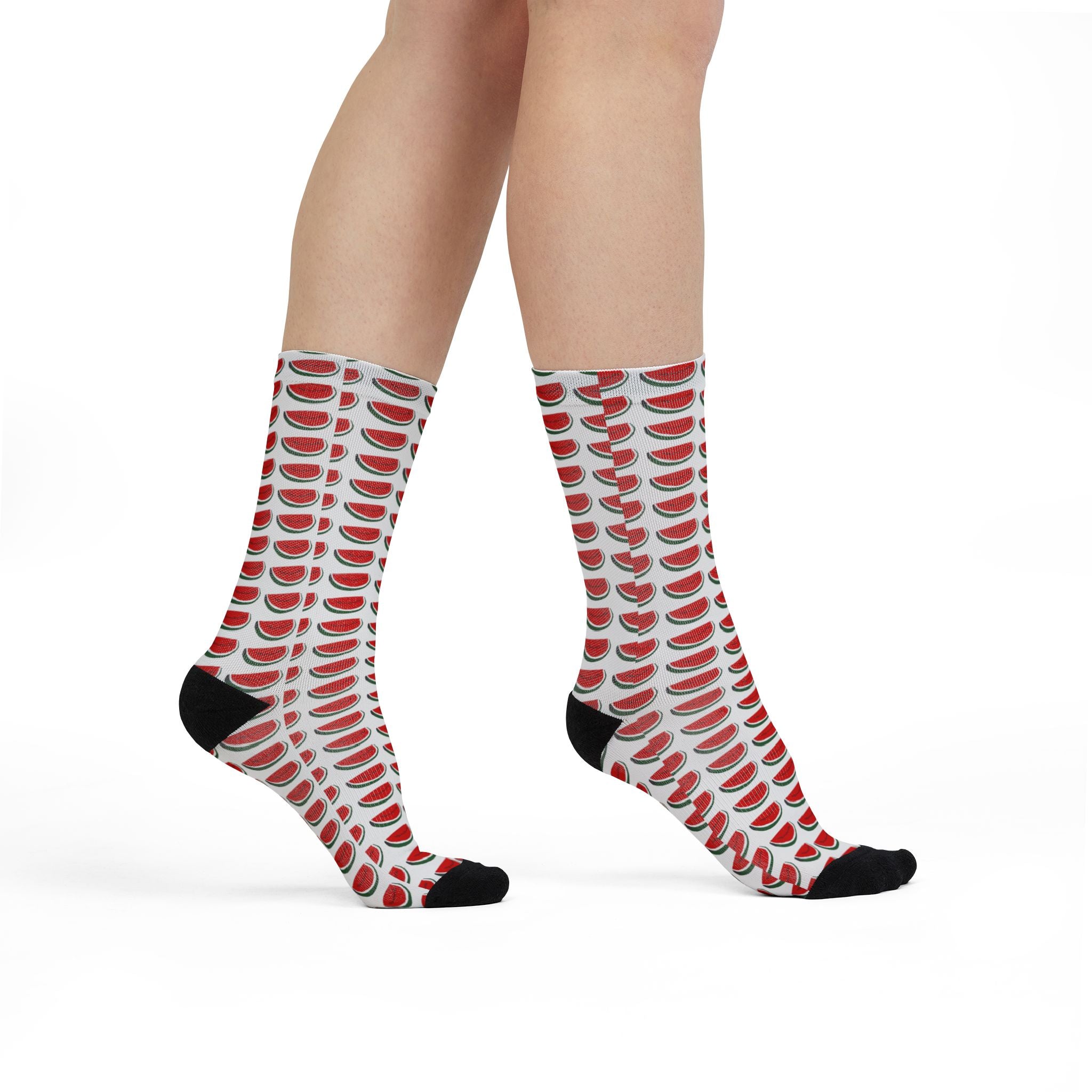 Watermelon Pattern Crew Socks — Fun Summer Fruit Sublimation Socks